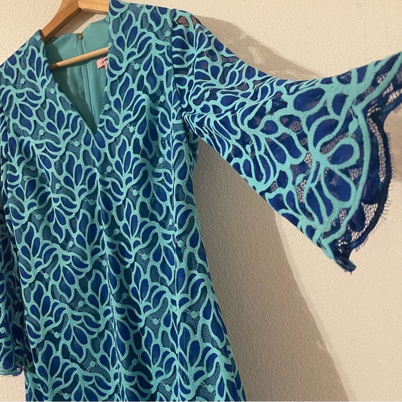 Lilly Pulitzer Devina Brewster Blue Light Flora Lace Shift Dress Size 6 - Picture 4 of 14